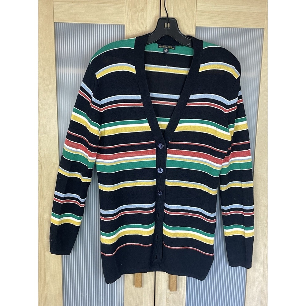 Brooks Brothers Colorful Soft Luxe Knit Stripe Cardigan Sweater M Preppy Casual